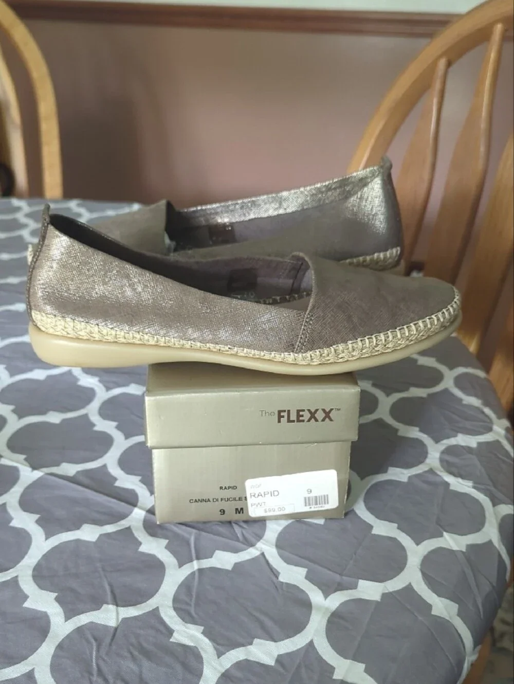 THE FLEXX Taupe Slip-On Espadrille Flats with Jute Trim